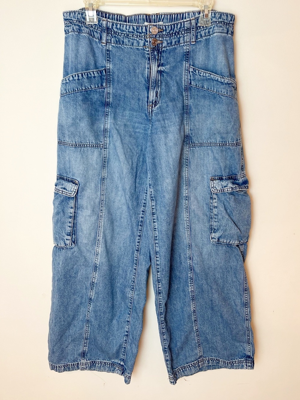 Vintage Y2K Maurices High Rise Wide Leg Cargo Utility Jeans Baggy 10 Short